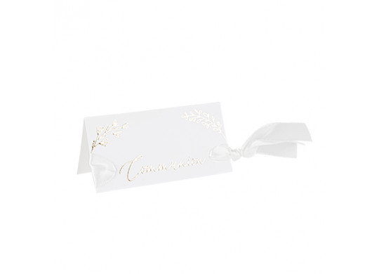 Marque place communion blanc/or x10