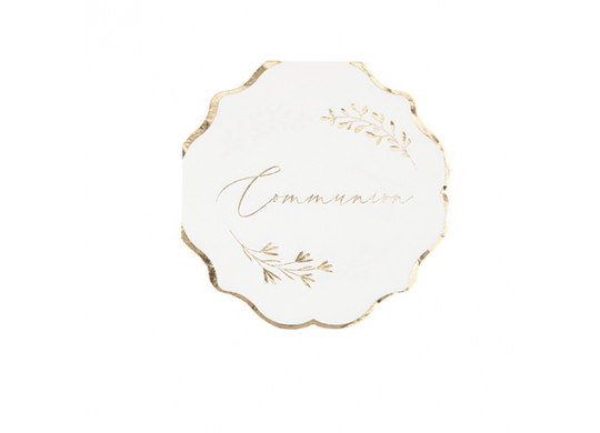 Serviettes communion blanc/or x16