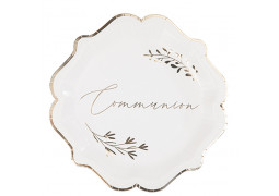 Assiettes communion blanc/or x8