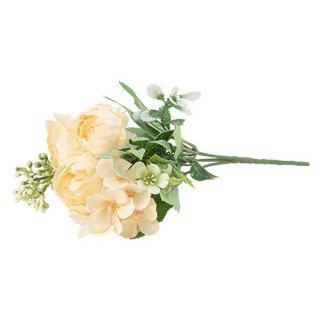 Bouquet romance pivoine et feuillage peche et vert