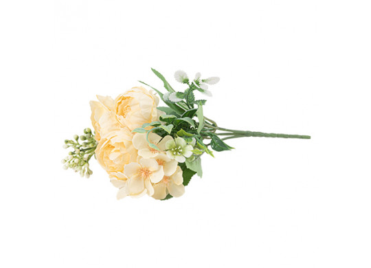 Bouquet romance pivoine et feuillage peche et vert