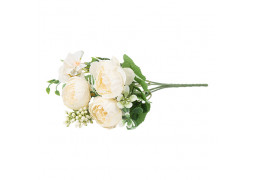 Bouquet romance pivoine et feuillage creme et vert