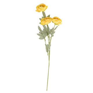 Branche de 3 renoncules ocre et vert