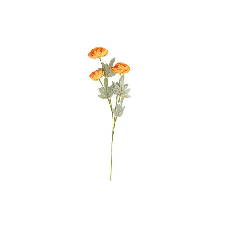 Branche de 3 renoncules corail et vert