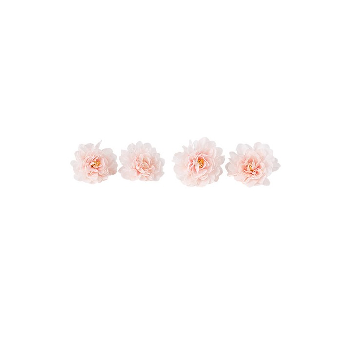 Tete pivoine rose x4