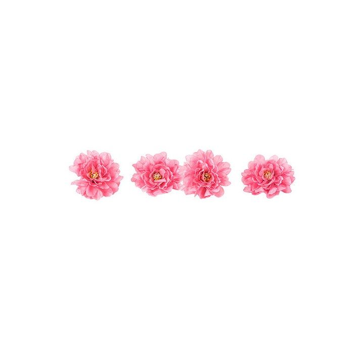 Tete pivoine fuschia x4