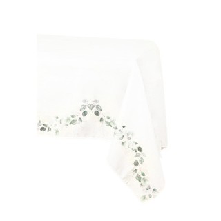 Nappe tissu botanique blanche et verte