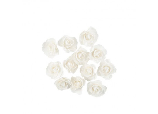 Rose en papier adhesive blanche 3,5cm x12