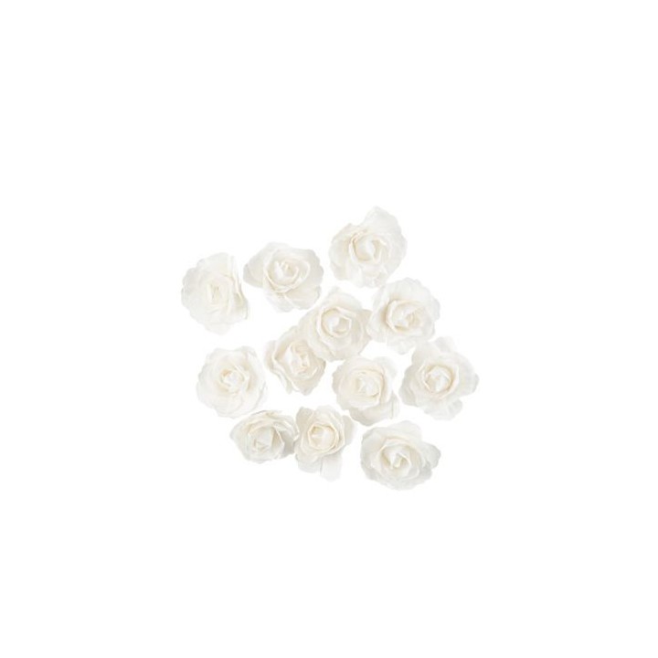 Rose en papier adhesive blanche 3,5cm x12
