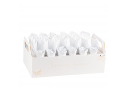 Presentoir cornets a confettis blanc jolis brins x24