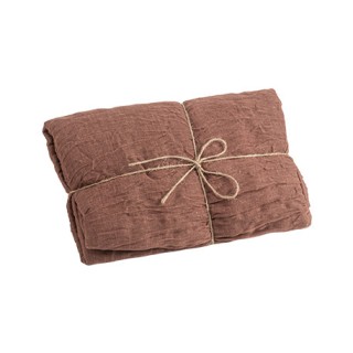 Chemin de table gaze de coton froisse camel