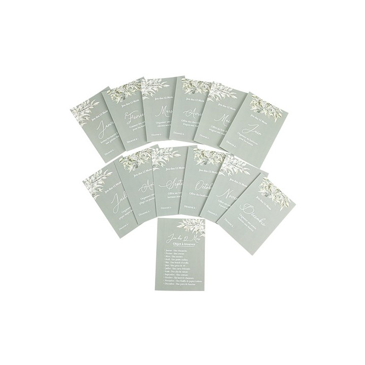 Jeu des 12 mois greenery x13 cartes