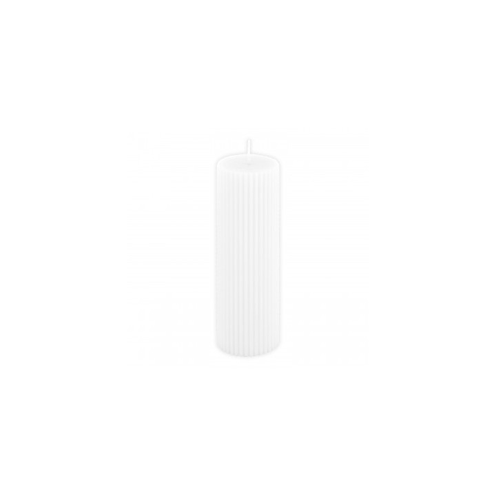Bougie pilier cannelee blanche GM