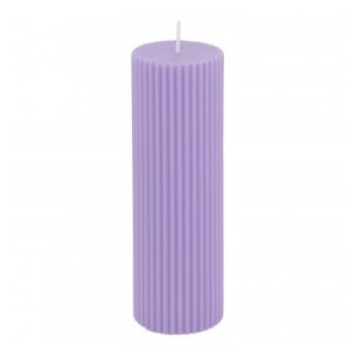 Bougie pilier cannelee lilas GM