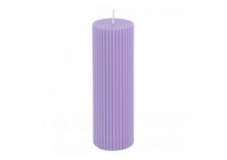 Bougie pilier cannelee lilas GM
