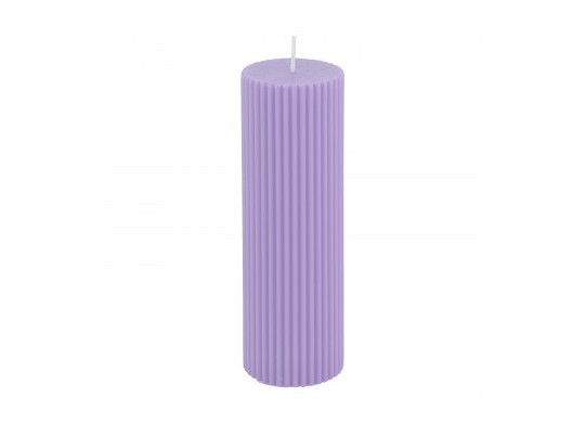 Bougie pilier cannelee lilas GM