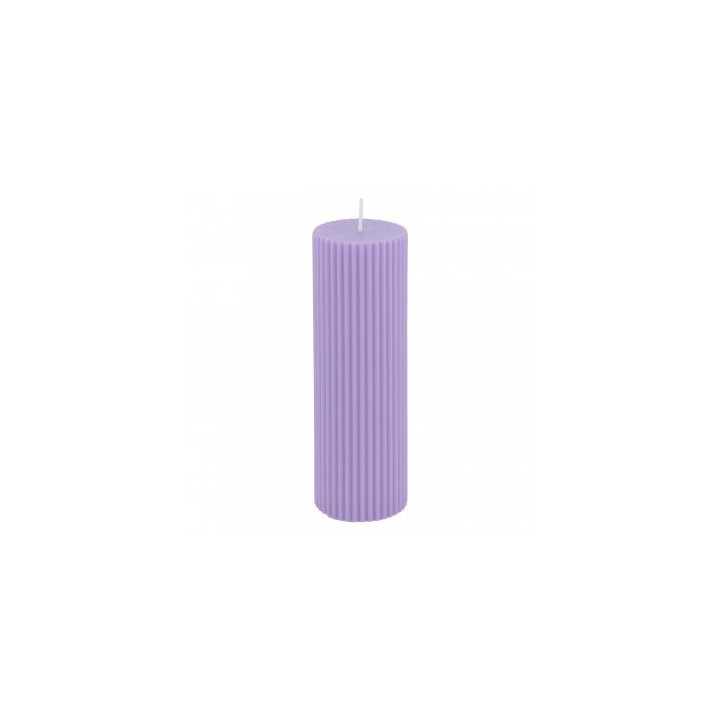 Bougie pilier cannelee lilas GM