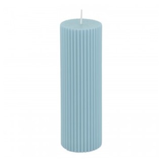 Bougie pilier cannelee bleu pastel GM