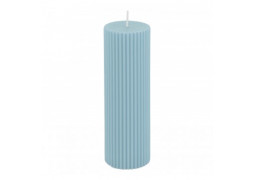 Bougie pilier cannelee bleu pastel GM