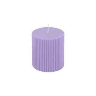 Bougie pilier cannelee lilas PM