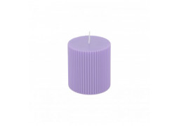 Bougie pilier cannelee lilas PM