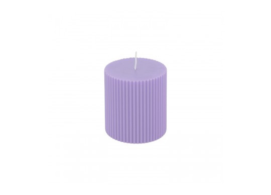 Bougie pilier cannelee lilas PM