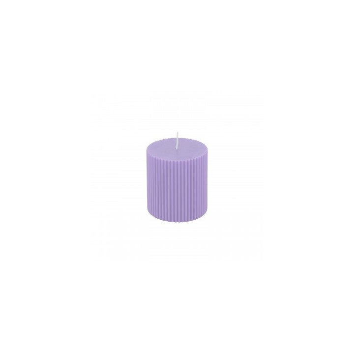 Bougie pilier cannelee lilas PM
