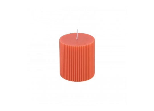 Bougie pilier cannelee tangerine PM