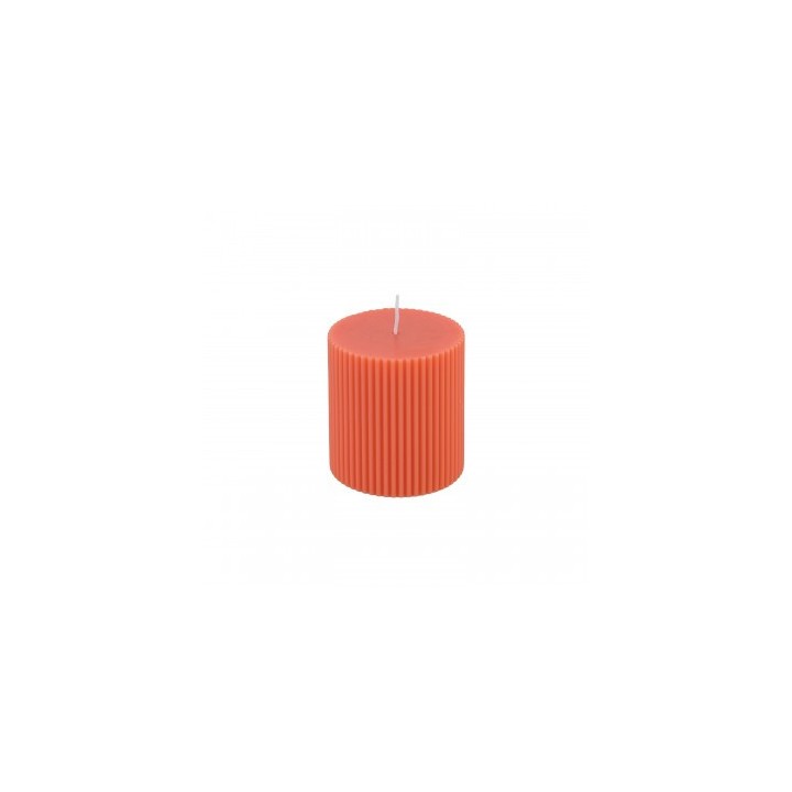 Bougie pilier cannelee tangerine PM