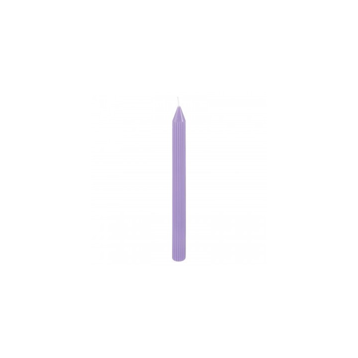 Bougie flambeau cannelee lilas x2