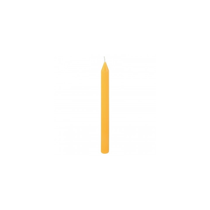 Bougie flambeau cannelee moutarde x2
