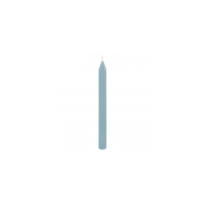 Bougie flambeau cannelee bleu pastel x2