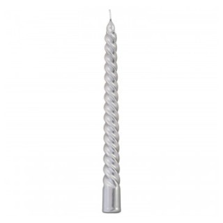 Bougie flambeau torsadee argent x4