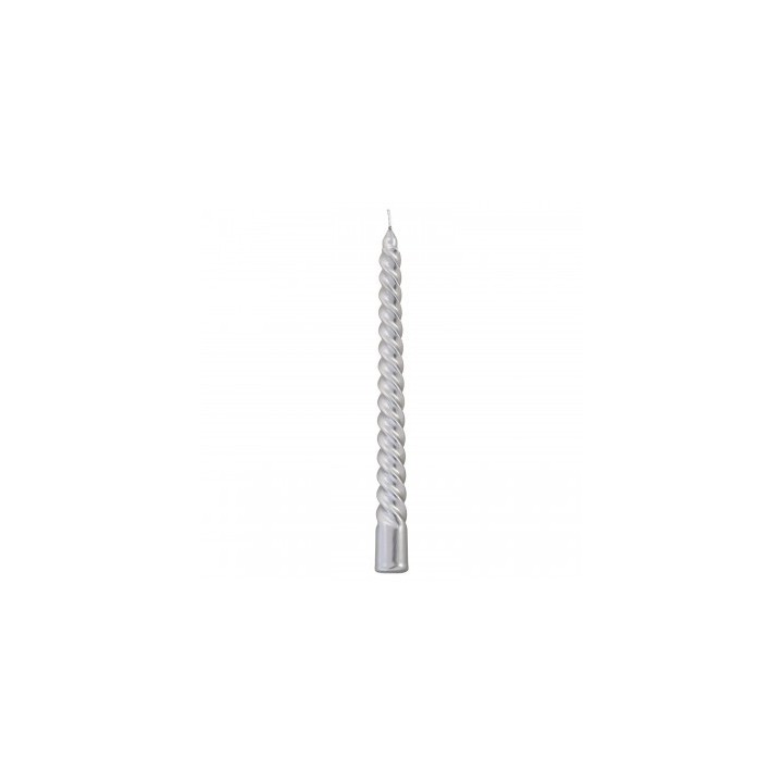 Bougie flambeau torsadee argent x4