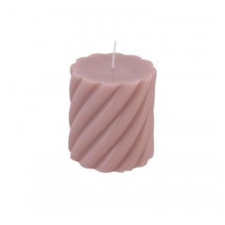 Bougie pilier torsadee vieux rose PM