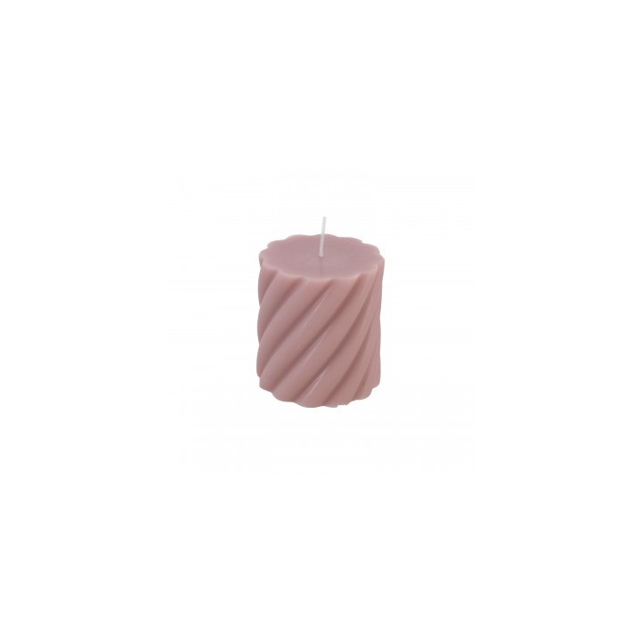 Bougie pilier torsadee vieux rose PM