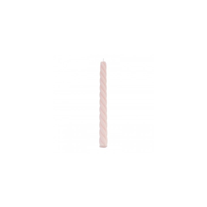 Bougie flambeau torsadee vieux rose x2