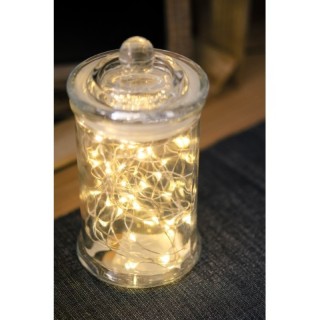 Guirlande 20 led blanc chaud 2m sur pile avec timer