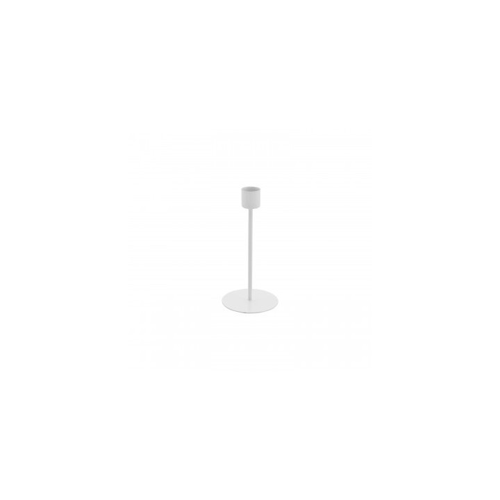 Bougeoir flambeau metal blanc