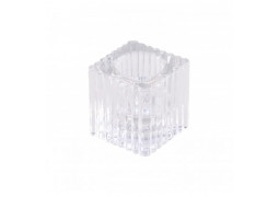 Bougeoir verre strie carre transparent