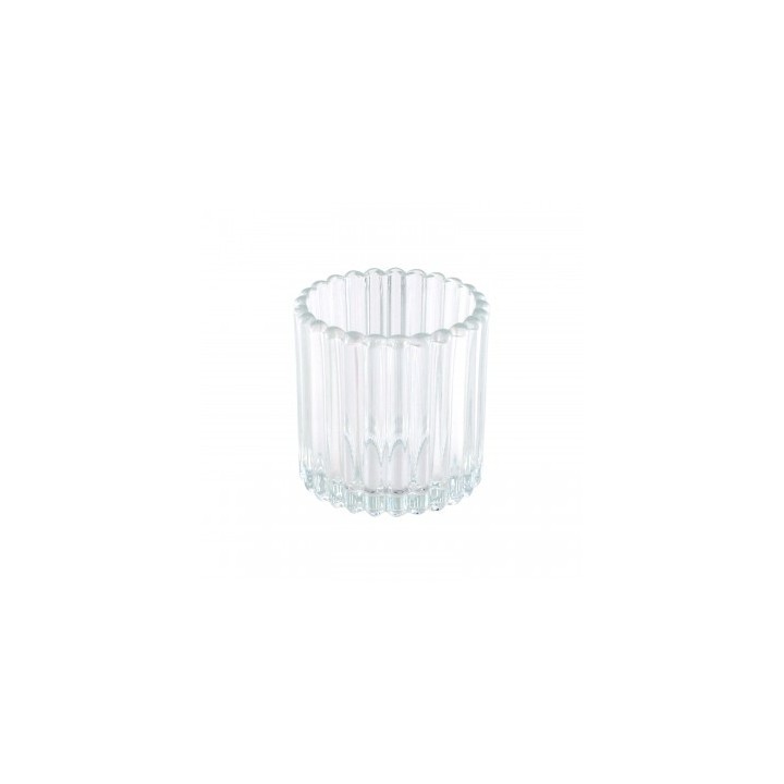 Photophore verre strie transparent