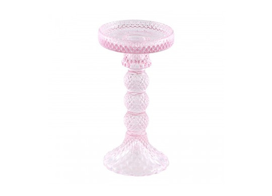 Porte bougie verre rose macarena GM