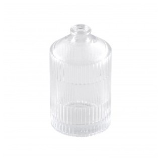 Vase verre strie transparent avec emplacement etiquette
