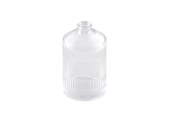 Vase verre strie transparent avec emplacement etiquette