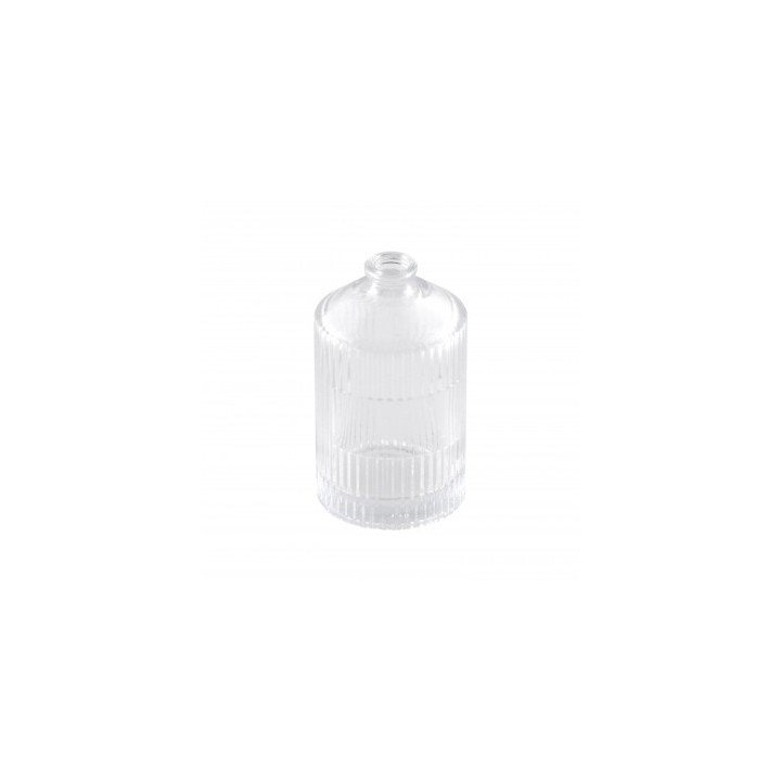 Vase verre strie transparent avec emplacement etiquette