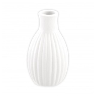 Vase ceramique strie blanc