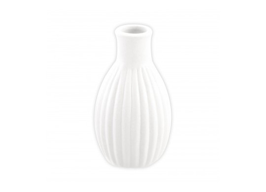 Vase ceramique strie blanc
