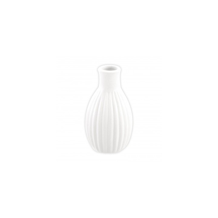 Vase ceramique strie blanc