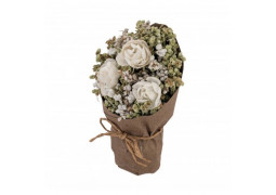 Bouquet roses blanches papier kraft