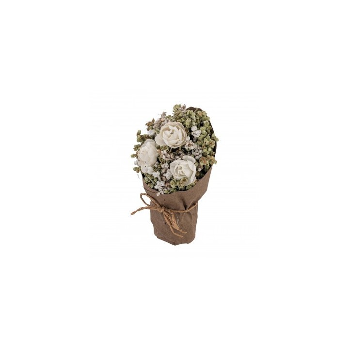 Bouquet roses blanches papier kraft